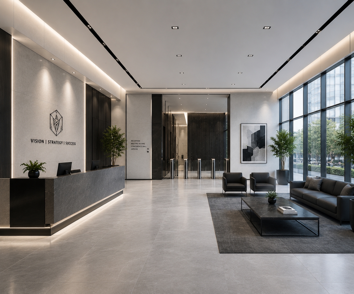 Modern Corporate Lobby by Saffron Interior Design
